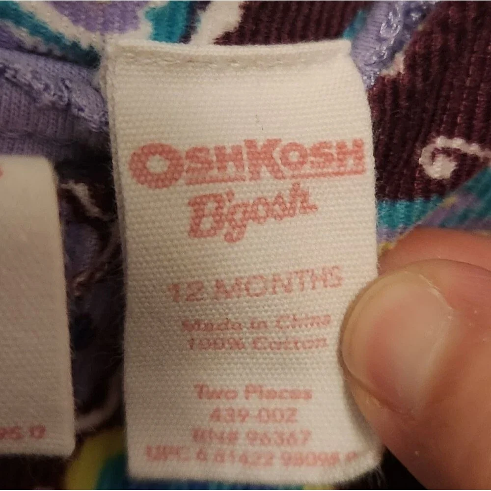 Vintage Osh Gosh 2 Piece Floral Purple Courduroy Kids Dress Size 12 months